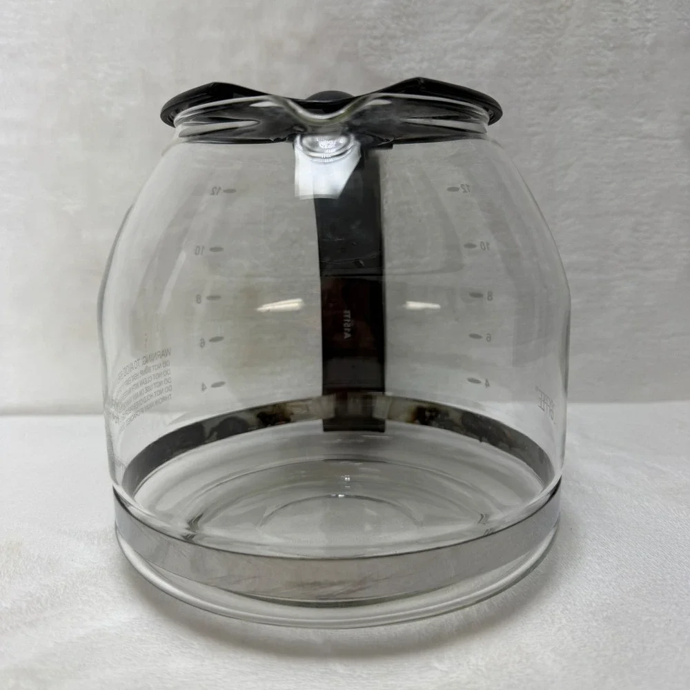 Mr Coffee‎ 12 Cup Replacement Glass Carafe Black Handle Lid Clear Measuring Pot